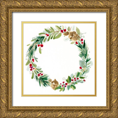 Warm Winter Wishes I Gold Ornate Wood Framed Art Print with Double Matting by Vess, June Erica