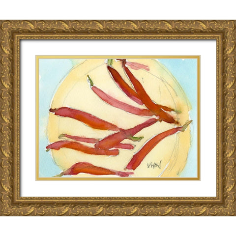 Peppers on a Plate I Gold Ornate Wood Framed Art Print with Double Matting by Dixon, Samuel