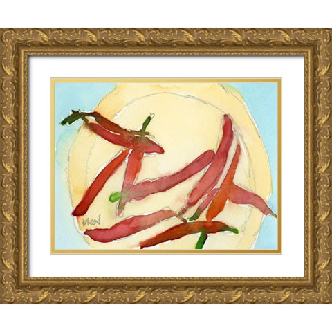Peppers on a Plate II Gold Ornate Wood Framed Art Print with Double Matting by Dixon, Samuel