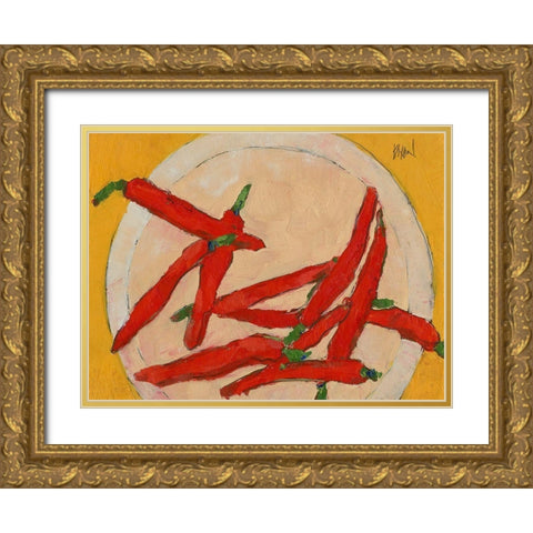 Peppers on a Plate III Gold Ornate Wood Framed Art Print with Double Matting by Dixon, Samuel
