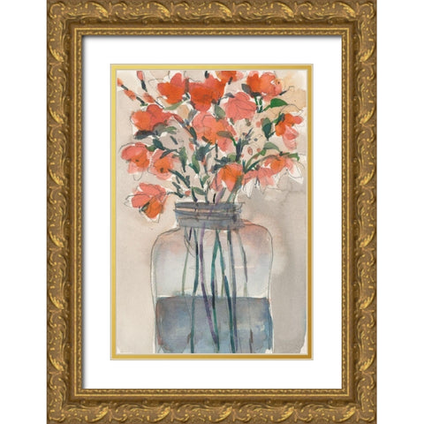 Flowers in a Jar I Gold Ornate Wood Framed Art Print with Double Matting by Dixon, Samuel
