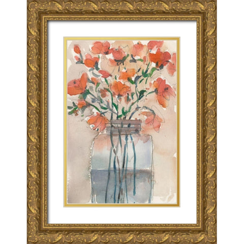 Flowers in a Jar II Gold Ornate Wood Framed Art Print with Double Matting by Dixon, Samuel