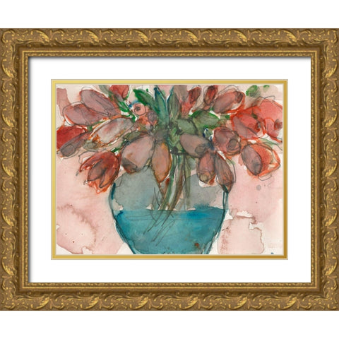 Elegance Bouquet I Gold Ornate Wood Framed Art Print with Double Matting by Dixon, Samuel