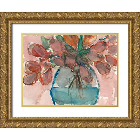 Elegance Bouquet II Gold Ornate Wood Framed Art Print with Double Matting by Dixon, Samuel