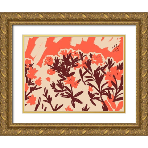 Red Rhododendron II Gold Ornate Wood Framed Art Print with Double Matting by Green, Jacob