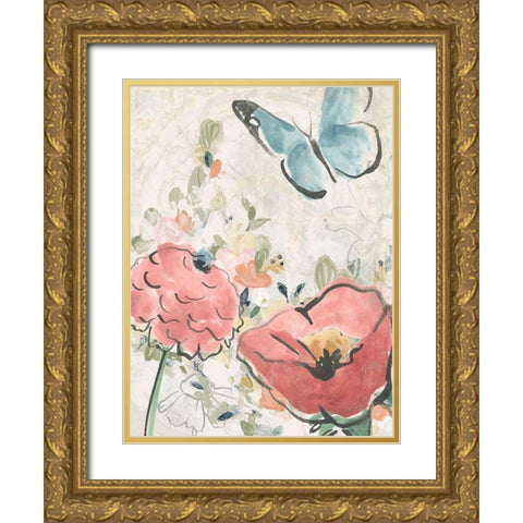 Meadow Spring II Gold Ornate Wood Framed Art Print with Double Matting by Vess, June Erica