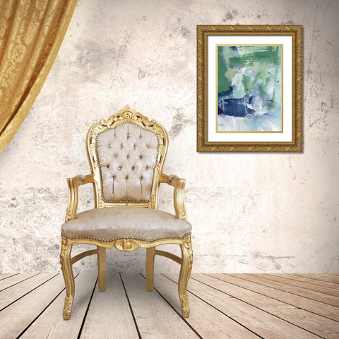 Northern Lights Abstract V Gold Ornate Wood Framed Art Print with Double Matting by Long, Christina