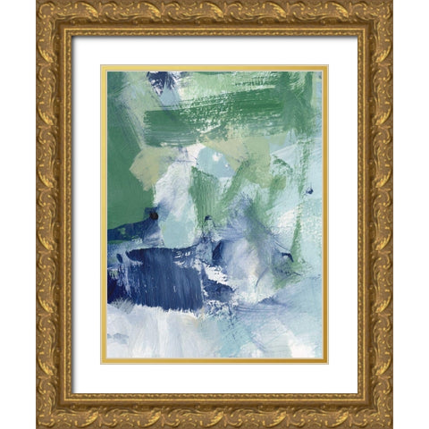 Northern Lights Abstract V Gold Ornate Wood Framed Art Print with Double Matting by Long, Christina