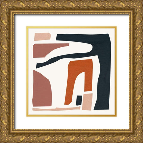 Mid Century Shapes II Gold Ornate Wood Framed Art Print with Double Matting by Wang, Melissa