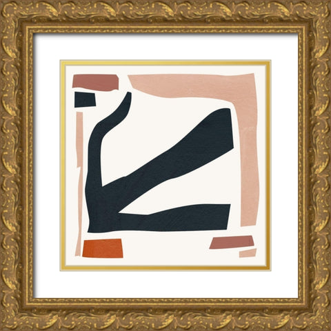 Mid Century Shapes III Gold Ornate Wood Framed Art Print with Double Matting by Wang, Melissa