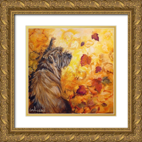Playful Pup VIII Gold Ornate Wood Framed Art Print with Double Matting by Dillon, Carol
