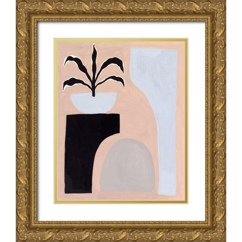 Pale Abstraction I Gold Ornate Wood Framed Art Print with Double Matting by Wang, Melissa