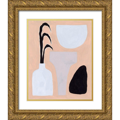 Pale Abstraction III Gold Ornate Wood Framed Art Print with Double Matting by Wang, Melissa