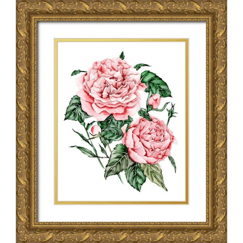 Roses are Red I Gold Ornate Wood Framed Art Print with Double Matting by Wang, Melissa