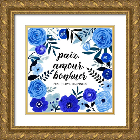 Blue Beautiful II Gold Ornate Wood Framed Art Print with Double Matting by Popp, Grace