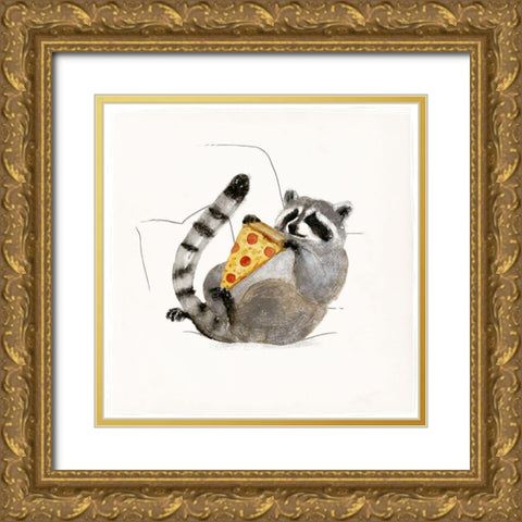 Rascally Raccoon II Gold Ornate Wood Framed Art Print with Double Matting by Barnes, Victoria