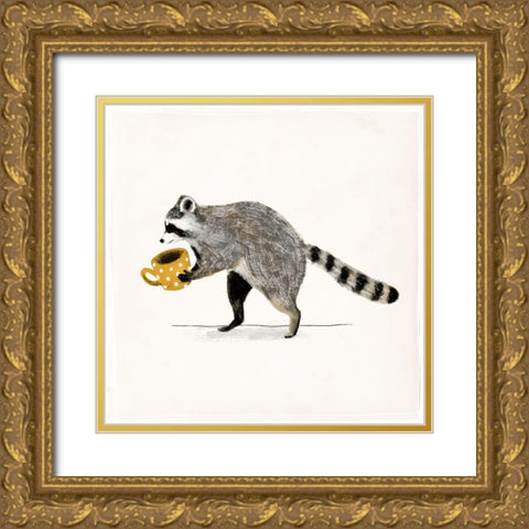 Rascally Raccoon III Gold Ornate Wood Framed Art Print with Double Matting by Barnes, Victoria