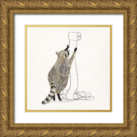 Rascally Raccoon IV Gold Ornate Wood Framed Art Print with Double Matting by Barnes, Victoria