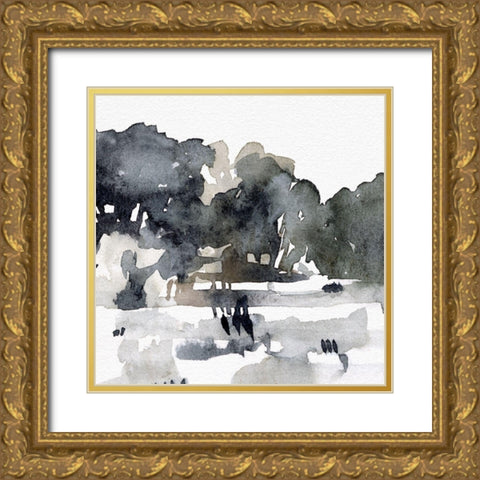 December Landscape I Gold Ornate Wood Framed Art Print with Double Matting by Caroline, Emma