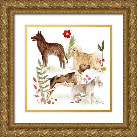 A Little Walk I Gold Ornate Wood Framed Art Print with Double Matting by Wang, Melissa