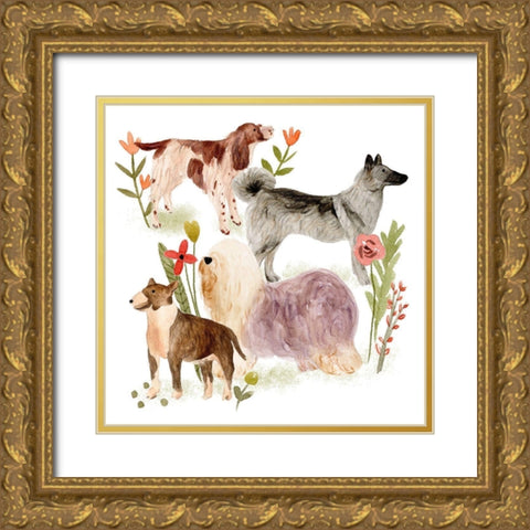 A Little Walk III Gold Ornate Wood Framed Art Print with Double Matting by Wang, Melissa