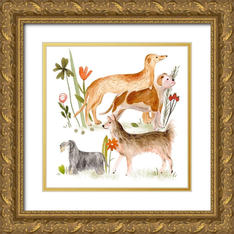 A Little Walk IV Gold Ornate Wood Framed Art Print with Double Matting by Wang, Melissa