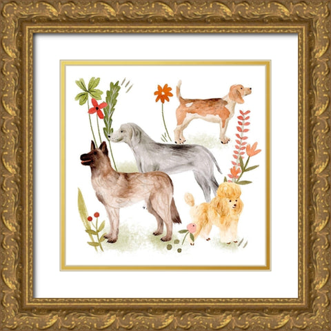 A Little Walk V Gold Ornate Wood Framed Art Print with Double Matting by Wang, Melissa