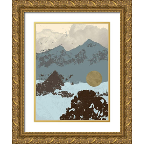 Pop Art Mountain II Gold Ornate Wood Framed Art Print with Double Matting by Green, Jacob