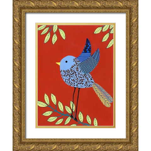 Patterned Feathers III Gold Ornate Wood Framed Art Print with Double Matting by Moore, Regina