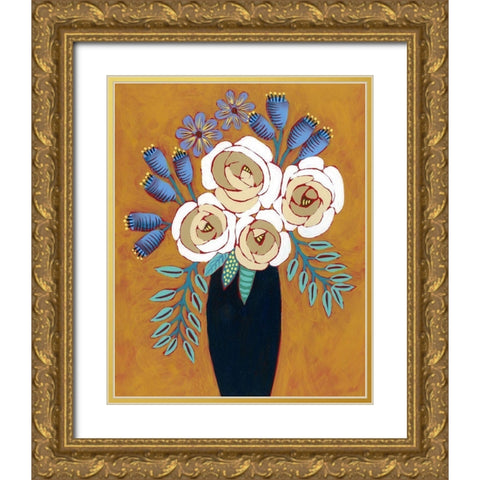 Neutral Blume I Gold Ornate Wood Framed Art Print with Double Matting by Moore, Regina