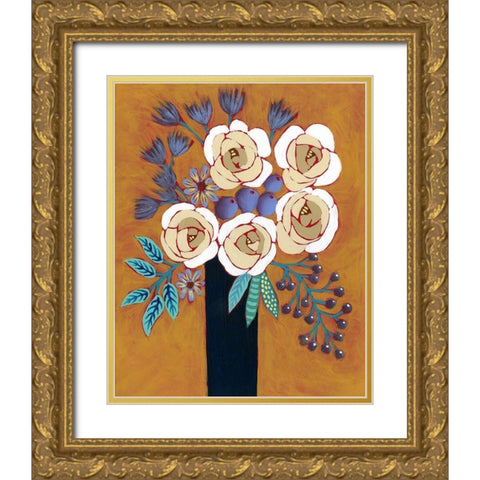 Neutral Blume II Gold Ornate Wood Framed Art Print with Double Matting by Moore, Regina