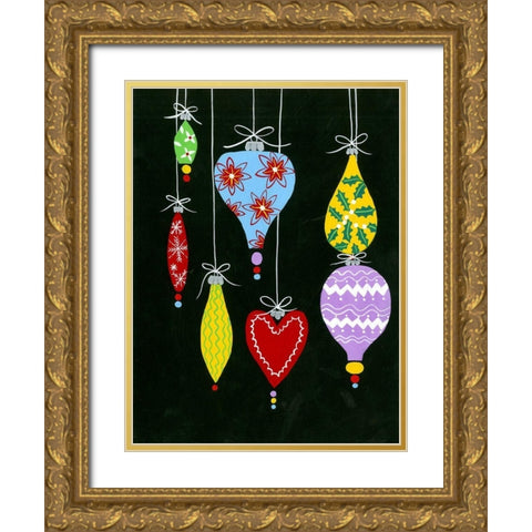 Jazzy Christmas II Gold Ornate Wood Framed Art Print with Double Matting by Moore, Regina