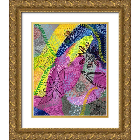 Chaotic I Gold Ornate Wood Framed Art Print with Double Matting by Moore, Regina