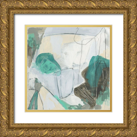 Aqua Puzzle II Gold Ornate Wood Framed Art Print with Double Matting by Vess, June Erica