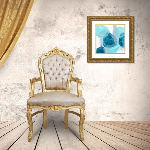 Blue Trance III Gold Ornate Wood Framed Art Print with Double Matting by Vess, June Erica