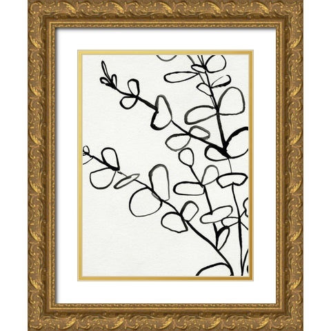 Sprig Contour I Gold Ornate Wood Framed Art Print with Double Matting by Barnes, Victoria