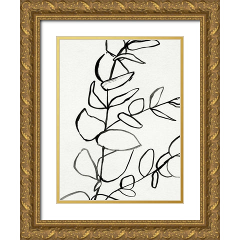 Sprig Contour II Gold Ornate Wood Framed Art Print with Double Matting by Barnes, Victoria