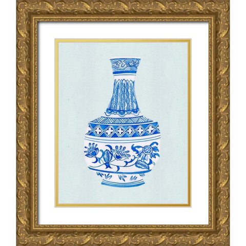 Qing Vase I Gold Ornate Wood Framed Art Print with Double Matting by Wang, Melissa