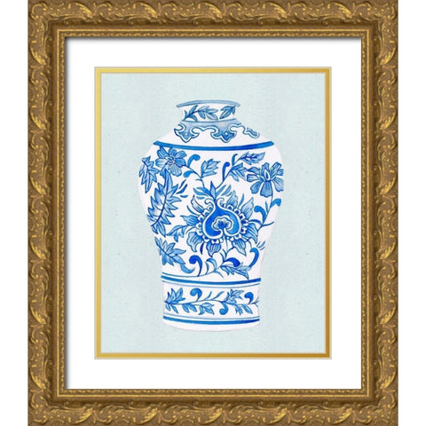 Qing Vase II Gold Ornate Wood Framed Art Print with Double Matting by Wang, Melissa
