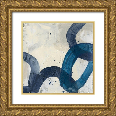 Blue System I Gold Ornate Wood Framed Art Print with Double Matting by Vess, June Erica