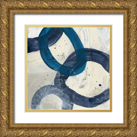 Blue System II Gold Ornate Wood Framed Art Print with Double Matting by Vess, June Erica