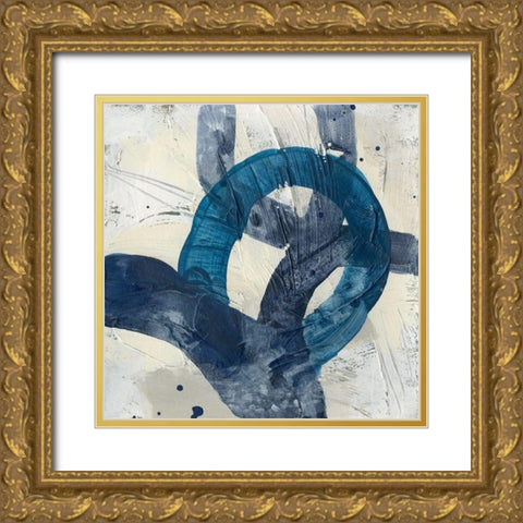 Blue System V Gold Ornate Wood Framed Art Print with Double Matting by Vess, June Erica