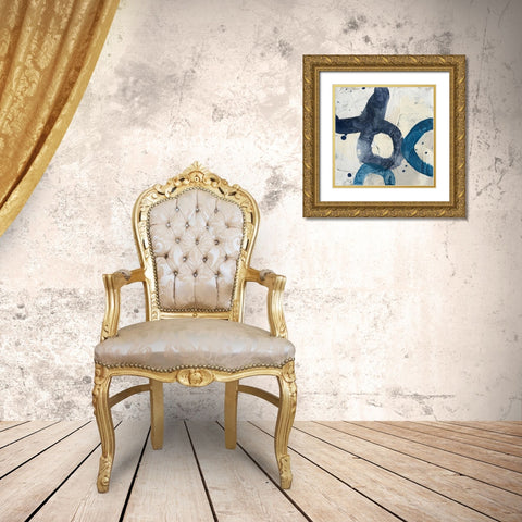 Blue System VIII Gold Ornate Wood Framed Art Print with Double Matting by Vess, June Erica