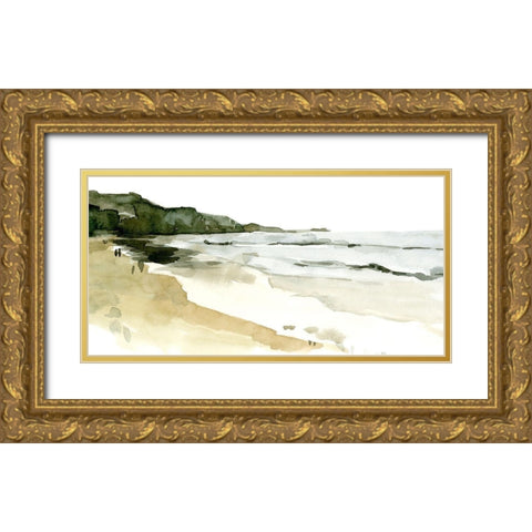 Simple Watercolor Coast II Gold Ornate Wood Framed Art Print with Double Matting by Caroline, Emma