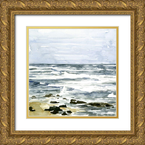 Loose Seascape I Gold Ornate Wood Framed Art Print with Double Matting by Caroline, Emma