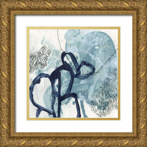 Blue Slate I Gold Ornate Wood Framed Art Print with Double Matting by Vess, June Erica