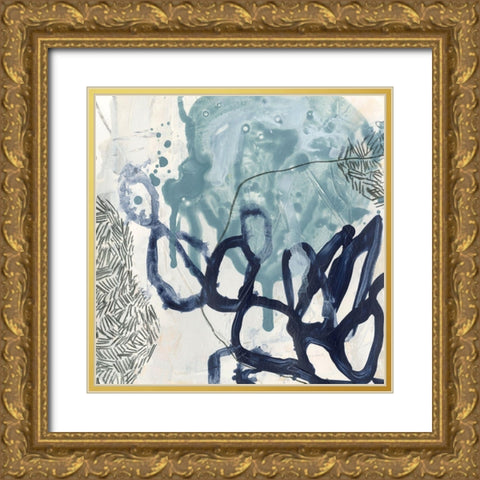 Blue Slate II Gold Ornate Wood Framed Art Print with Double Matting by Vess, June Erica