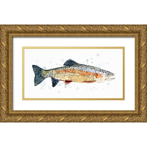Watercolor Rainbow Trout I Gold Ornate Wood Framed Art Print with Double Matting by Caroline, Emma