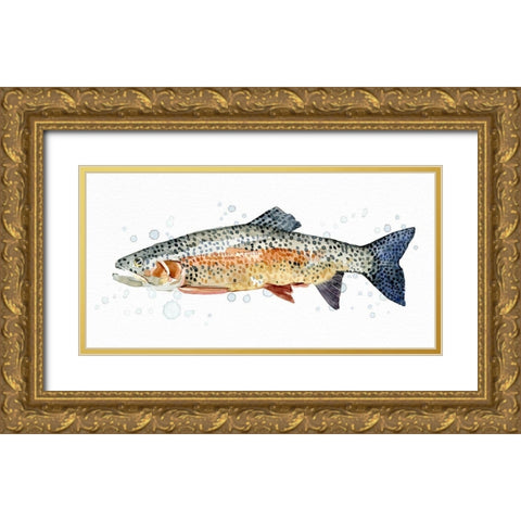 Watercolor Rainbow Trout II Gold Ornate Wood Framed Art Print with Double Matting by Caroline, Emma