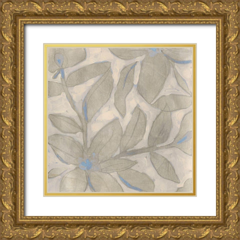 Silvertone Garden I Gold Ornate Wood Framed Art Print with Double Matting by Vess, June Erica